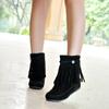 Bohemian Ankle Boots for Women Tassel Fringe Faux Suede Custom Short Boots Inside Height-increasing Shoes Flat Booties WSH5018