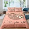 Floral Sloth Cartoon Cute Sloth Duvet Cover Flowers Sloth Animal Cover Kids Boys Girls Gifts Bedding Sets for Bedroom Decortion