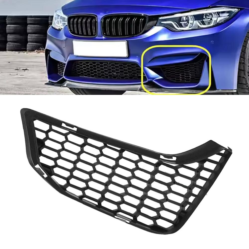 

Matte Black Front Bumper Lower Grill Cover Mesh Honeycomb Grille for BMW M3 M4 F80 F80N F82 F83 LCI 2012-2018 51118054301 Left Side
