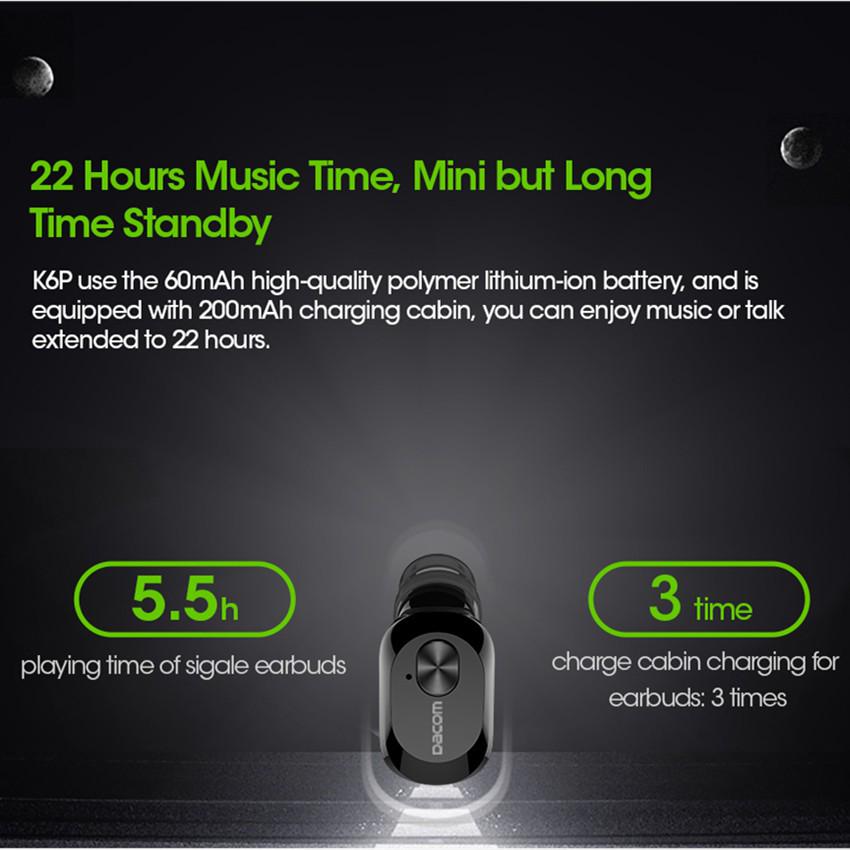 DACOM K6P Mini Wireless Mono Earphone Bluetooth Earphones Headset