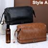 Portable Cosmetic Bag PU Leather Wash Bag Travel Business Trips Large Capacity Multi Pocket Design Handheld Leather Wash Bag