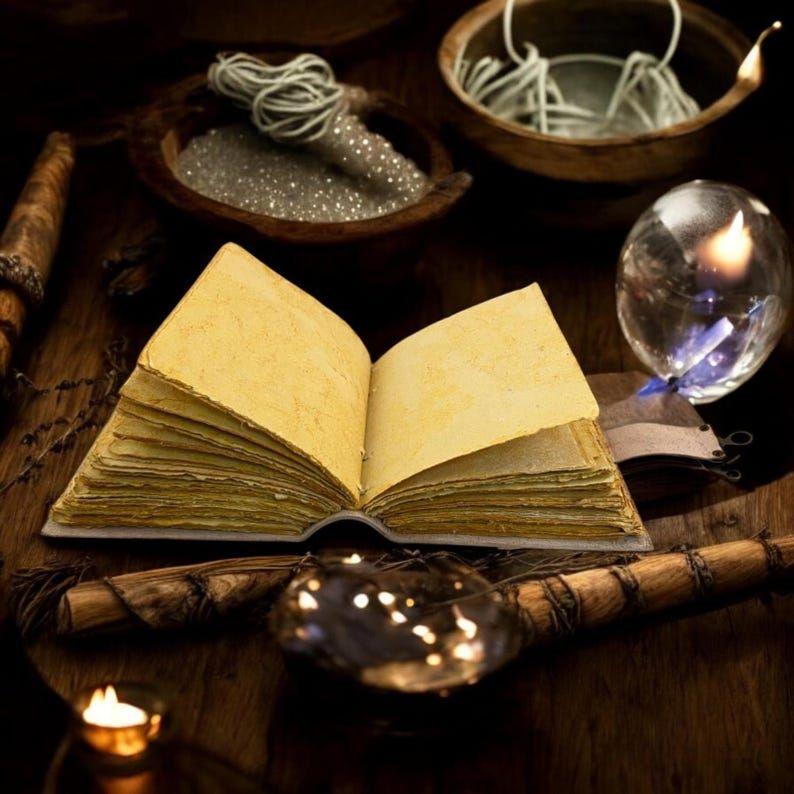 200 Page Large Grimoire Vintage Leather Journal, Tree of Life Fat Journal, Blank Spell Book of Shadows Celestial Gifts For Him Her