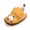Newborn Baby Retro Leather Shoes Cute Embroidered Cartoon Bear Boys Shoes Rubber Bottom Non-slip Spring Infant First Walkers