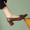 Ladies Spring New Fashion Trend Simple Bow Design Square Toe Single Shoes Outdoor Leisure Comfortable High Heel Women's Shoes