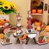 Wooden Thanksgiving Whimsical Decorations Featuring Cute Gnome Hedgehog And Charming Apple Pumpkin Designs