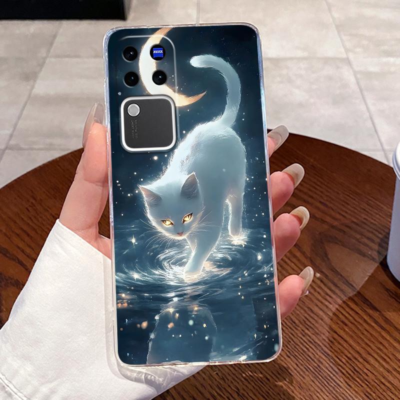Jelly Casing For Vivo V30 Pro V2319 VivoV30 V2318 Clear Silicone Soft TPU Back Cover Cute Cat Rabbit Heart Protective Case