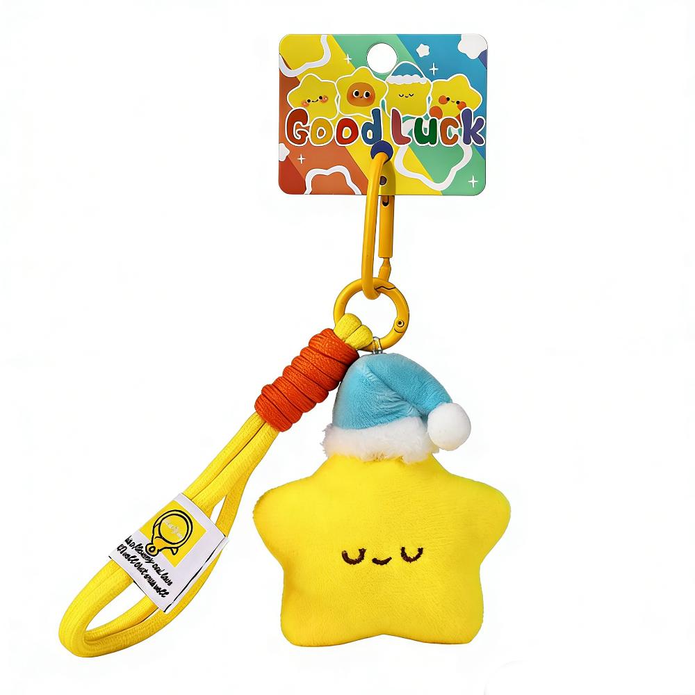 Good Luck Plush Star Keychain Cute Wishing Star Pendant Best Wishes Pentagram Lanyard Friendship