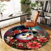 1PC snowman flowers Office Round Area Rug, Under Office Chairs Bedroom Living Room Home Decor,Carpet for Office, -1110245
