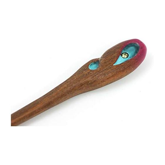 TAN MUJIANG Wooden Hair Stick Hairpin, Single Piece, for Yukata, Japanese Hair Accessory, Gift Box "Rainy Lotus" Green Sandalwood Premium Material