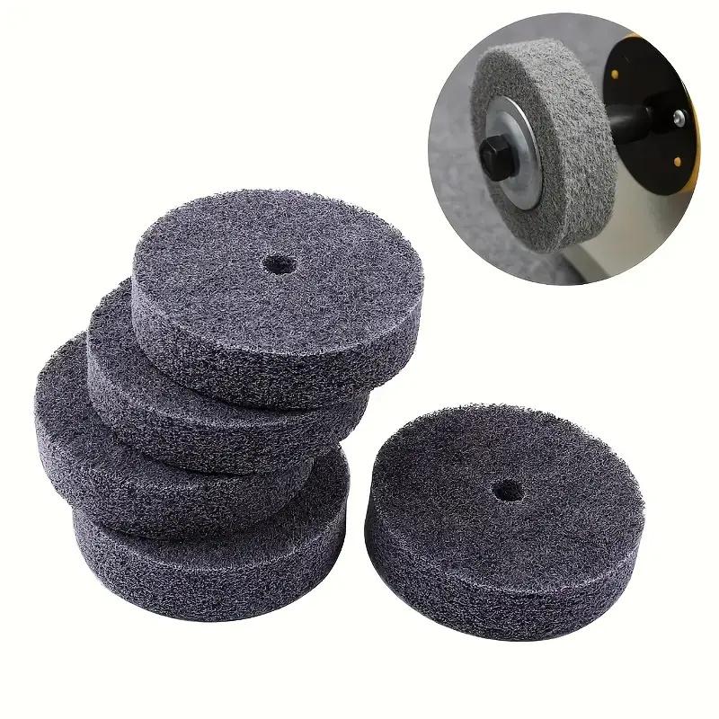 5Pcs 3-inch fiber polishing wheel, abrasive granular material, 3/8-inch shaft hole, suitable for table grinders