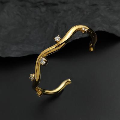 Creative Irregular Zircon Gold-plated Stainless Steel Women's Bracelet Waterproof and Rust-free Couple Bracelet