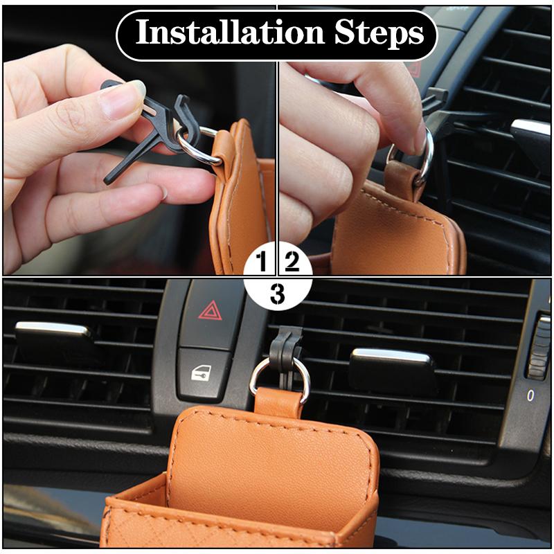 SCIONE Car Air Outlet Mobile Phone Storage Bag Air Conditioning Multifunctional Car Storage Box Car Lambskin Air Outlet Storage Hanging Bag
