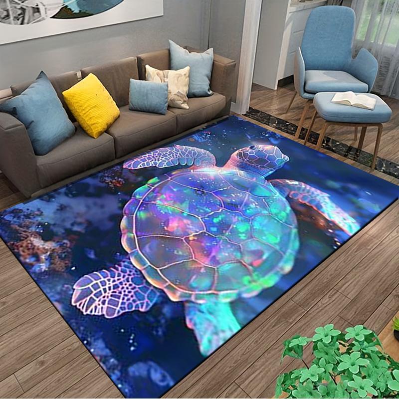 Colorful Sea Turtle Galaxy Style Carpet for Living Room or Bedroom Decor Suitable for use as an anti-slip for living room bedroom sofas
