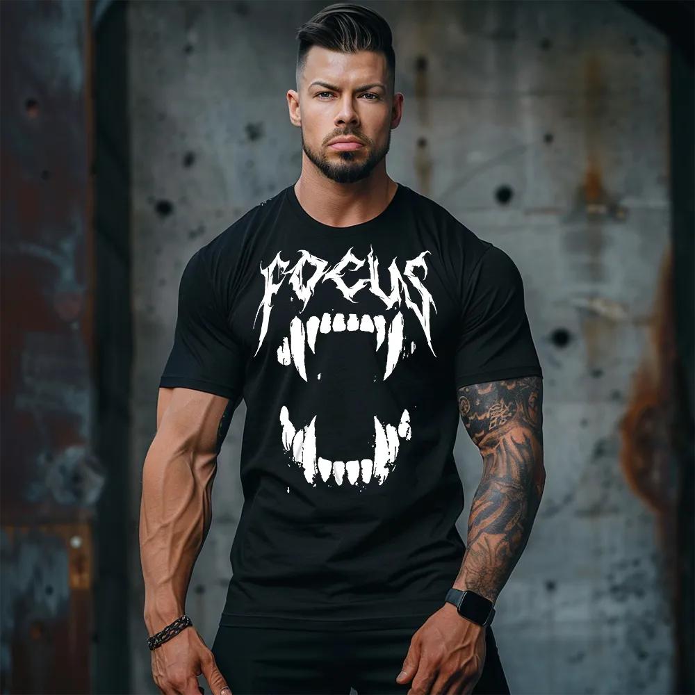 

Wolf Cotton TShirt Gothic Punk Style Men Fitness Muscle Black - Men s Summer Cotton Graphic Tee S разноцветный