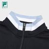 Fila Color Block Stand Collar Fashion Casual Long Sleeve T-Shirt Women Tops Black A11W445221B-BK