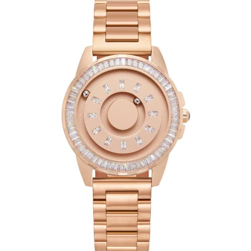 

EUTOUR Magnetic Watch with Diamonds, Ball Bearing Design, Unisex Quartz Watch, Minimalist Casual Design, Waterproof, 40mm, Rose Gold Dial, Rose Gold S