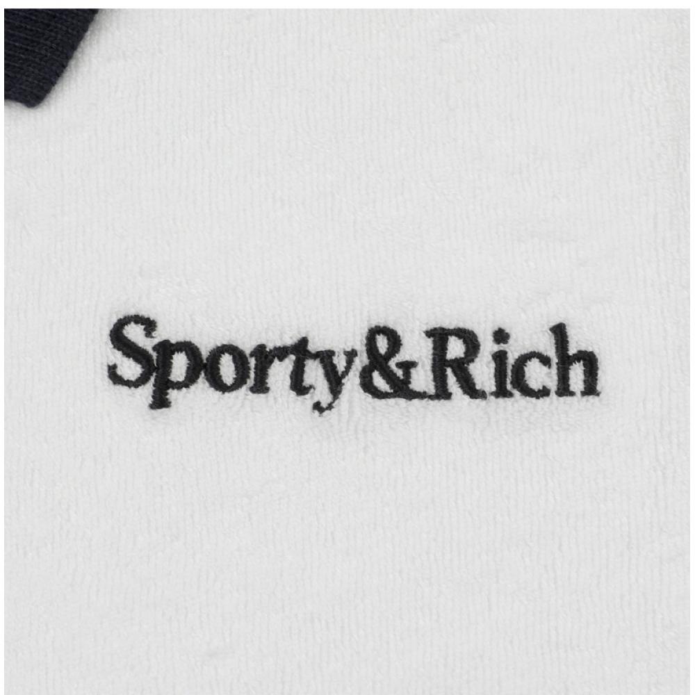 Sporty   Rich To041s406sw Serif  Serif  Logo Terry Polo Unisex Short Sleeve Tee