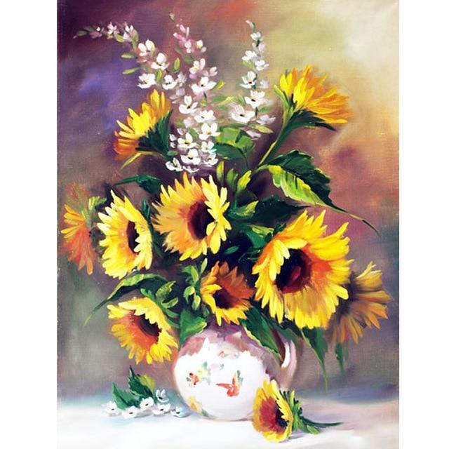 Full Round Drill 5D DIY Diamond Painting Flower Diamond Embroidery Sunflower Cross Stitch Round Mosaic Rhinestone Crafts Gift