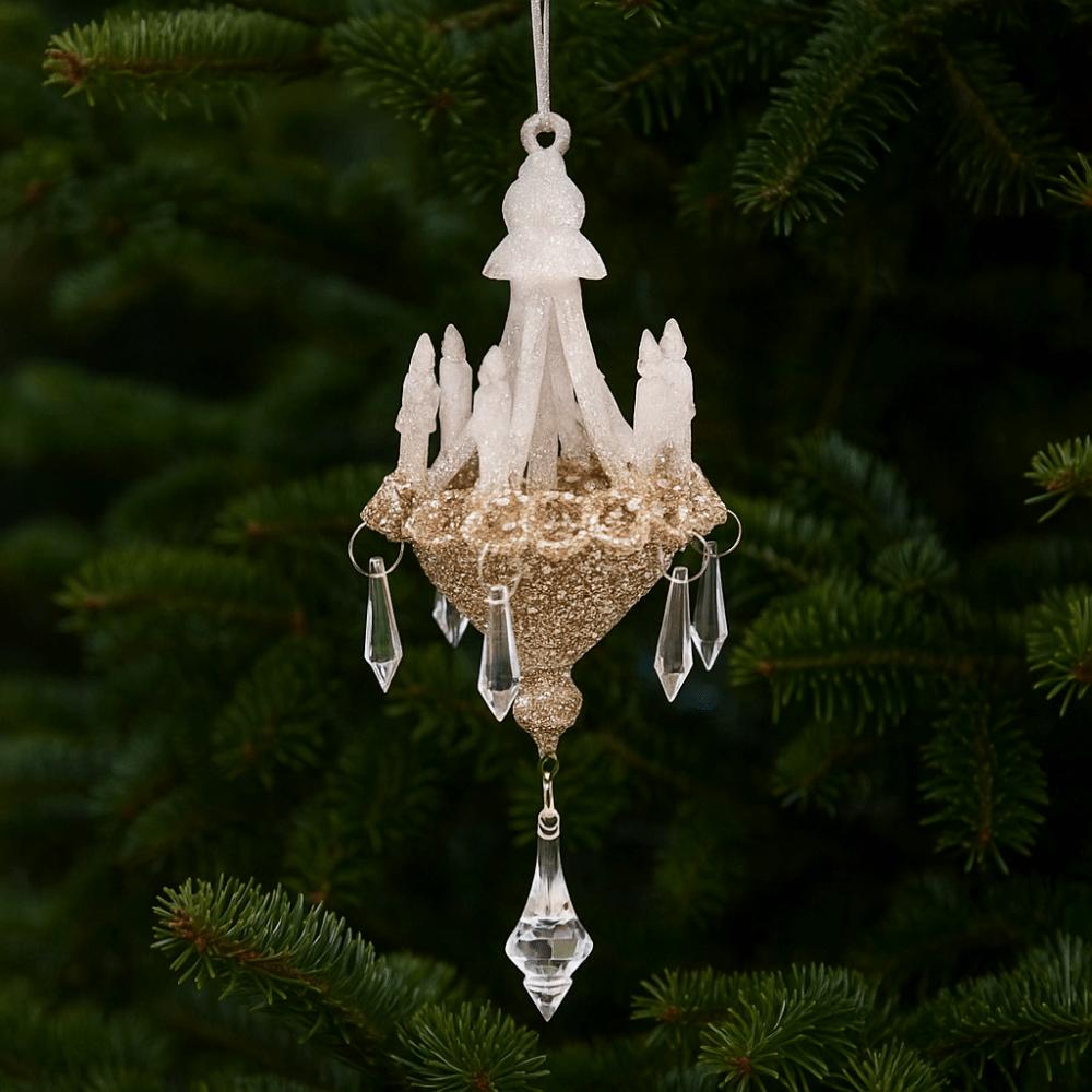 Acrylic Christmas Crystal Chandelier Pendant Glitter Decorative Xmas Tree Hanging Decorations Realistic Christmas Tree Ornaments