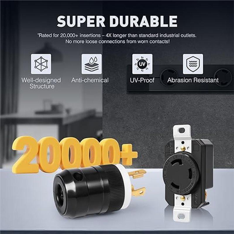 Fresh UL Listed Locking Receptacle, NEMA L6-30R 30A 250V 5-Pack For Generator, RV Marine& Welding Applications