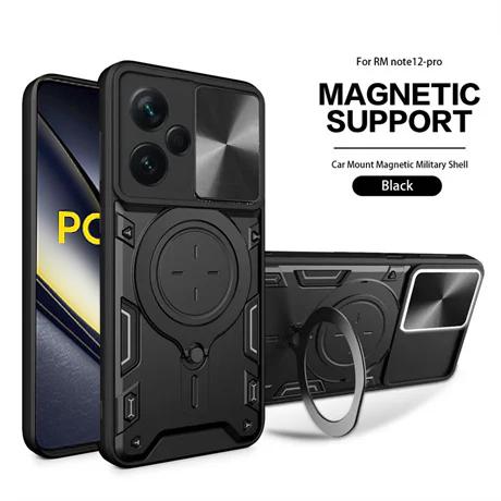 

Slide Camera Magnetic Case For Poco F6 X6 X5 Pro 5G X4 GT X3 NFC Coque For Poco F5 M6 M4 Pro M5S Armor Ring Holder For Magsafe For Poco F5