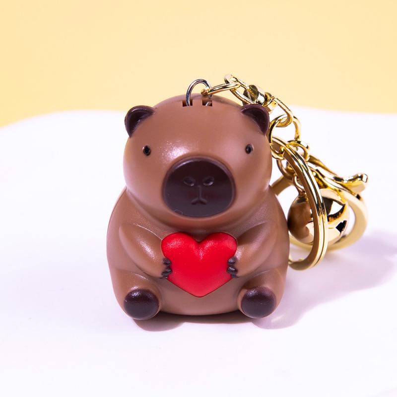 Kreativní svítící kapybara srdce Klíčenka a přívěsek na batoh pro Qixi Festival Valentýna