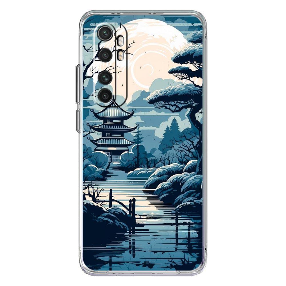 Phone Case For Xiaomi Poco X6 X5 NFC X3 F6 F5 Pro F4 F3 M3 14 13T 12T 12 13 Lite 11 Mi 5G Clear Cover Japanese Landscape