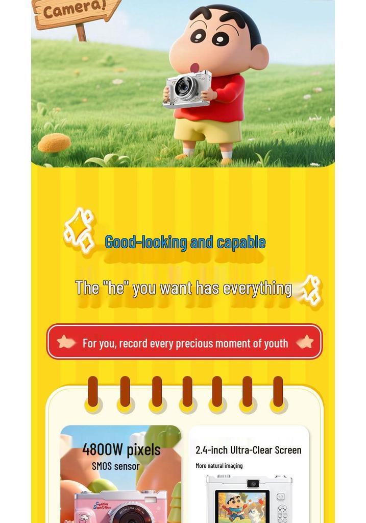 Crayon Shin-chan Retro Mini HD Cartoon Mirrorless Camera for Students