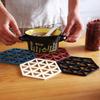 Hexagon PP Trivet Mat Set of 8 - Silicone Coasters with Anti-Scalding Non-Slip Hollow Design for Hot Cups Tea Wine Beer - Durable Potholders in Trian