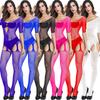Sex Underwear Women's Transparent Jacquard Sexy One-Piece Mesh Suspender Pantyhose Hollow Long Sleeve Bow