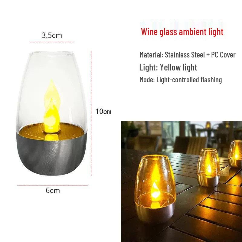 Solar Simulation Wine Glass Lamp: Waterproof Outdoor Candle for Courtyard and Garden Decoration