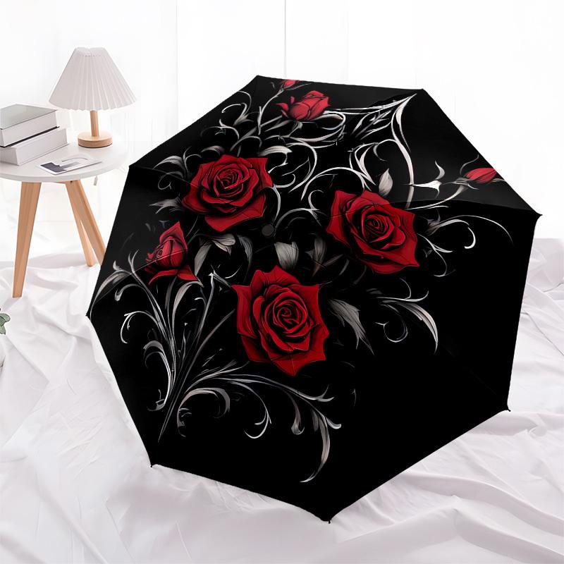 

1pc Gothic Rose Design Umbrella with Plastic Handle,Compact & Stylish,Cartoon Pattern,Outdoor UmbrellaPT573