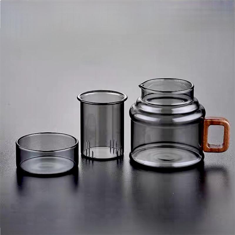 400ml Reusable Heat Resistant Glass Tea Cup with Infuser Filter and Wooden Handle Office Tea Separation Mug Flower Tea Mugs