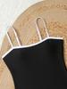 Color Blocked One-piece Black  Contrasting Swimsuit Women's One-piece Swimsuit
