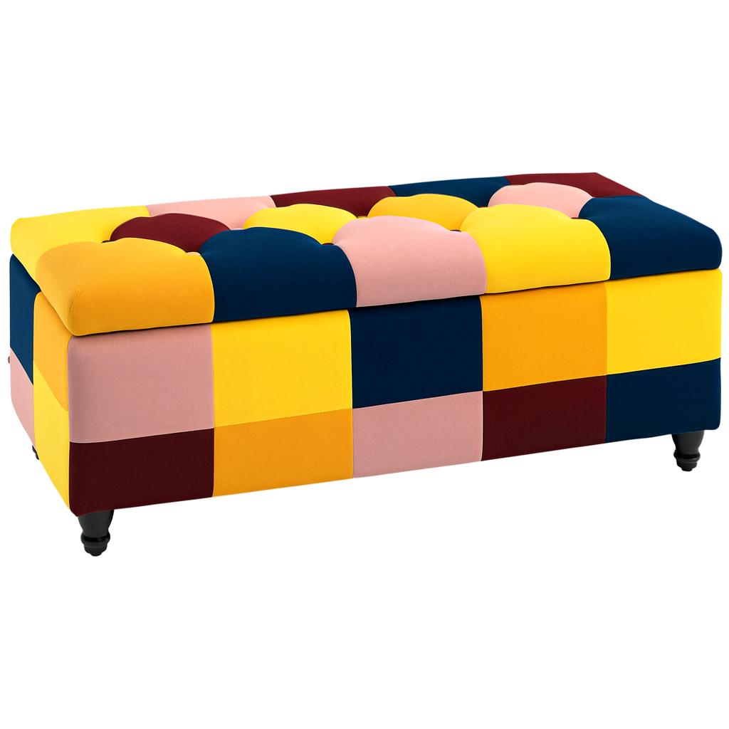 Storage Ottoman, Storage Bench with Wood Legs, Footstool, Footrest with Velvet Surface for Bedroom, Hallway, Living Room, 114 x 47 x 47 cm