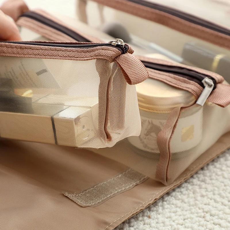 4in1 Detachable Makeup Bag Organizer Organizer Storage Bag Separation Travel Storage Organizers Folding Portable Wash Bag