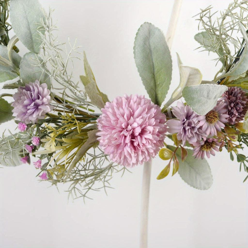 1Pc Simulation Decorative Round Wrought Iron Garland, Fake Flowers, for Wedding Decoration, Outdoor Decoration