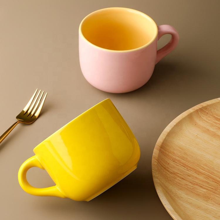 Large Capacity Ceramic Cup Household Girls' Mug Milk Oatmeal Breakfast Cup Microwave Oven Belly Cup