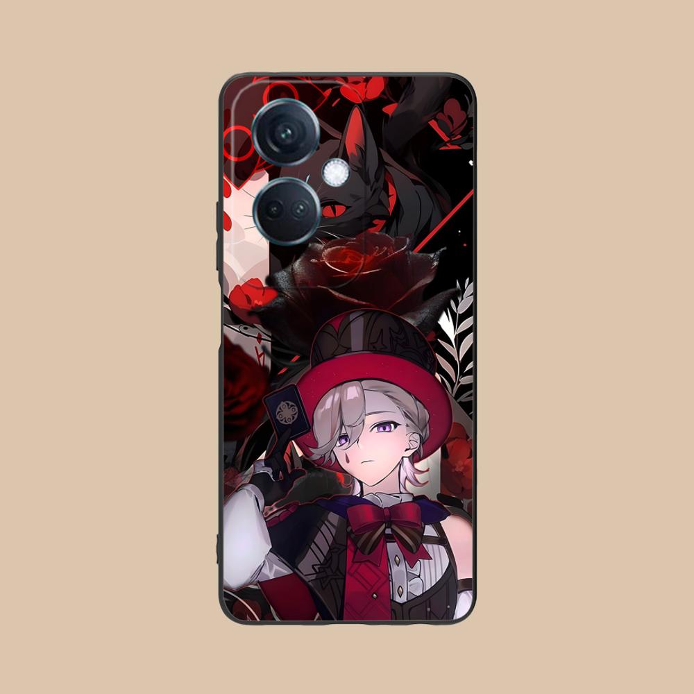 Game GI Lyney Matte TPU Mobile Phone Case for OPPO Reno 14 13 12 11 10 9 8 7 6 5 F T Pro 5G Colorful Printing Cover