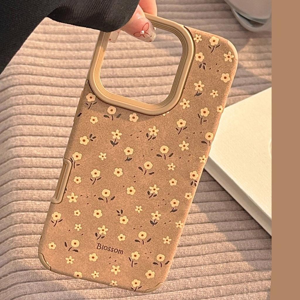 Small Niche Simple Brown Background Full Screen Floral for Apple 17 Autumn and Winter Mobile Phone Case 15 Protective Cover 1413 Female Case