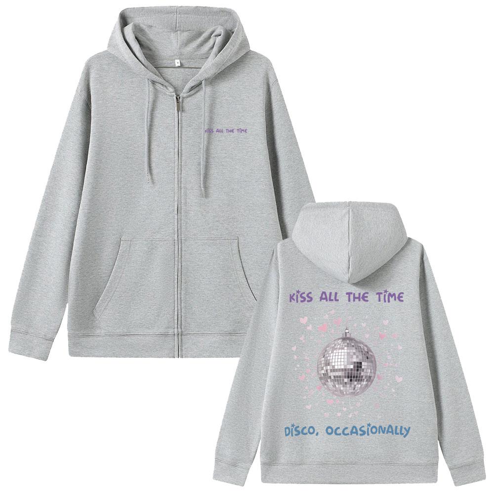 Küss Mich Immer Disco Gelegentlich Reißverschluss Hoodie Herren Damen Hip Hop Mode Jacke Männlich Fleece Baumwolle Kleidung Fans Geschenk