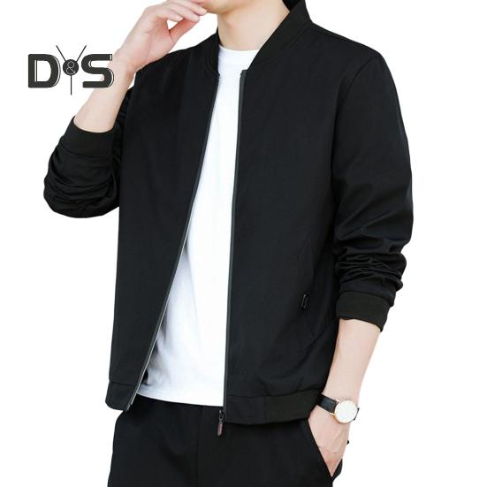 

Мужская бейсбольная куртка с воротником-стойкой, длинным рукавом, застежкой-молнией, повседневная верхняя одежда с карманами, свободная спортивная куртка для спортзала M чёрный