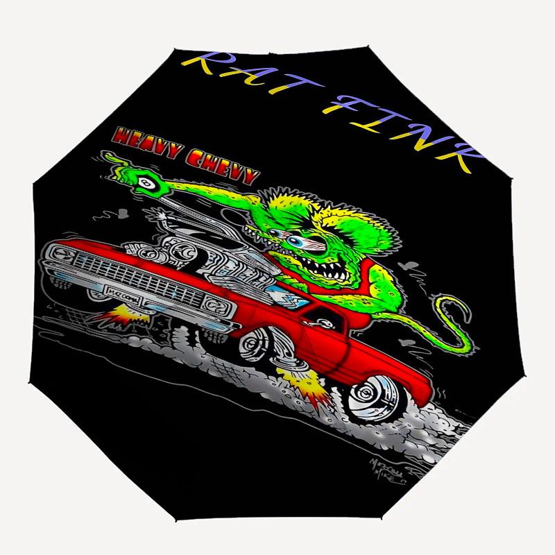 1pc RAT FINK HEAVY CHEVY Automatic Open Close Umbrella Windproof Canopy, Automatic Open Close Button10170