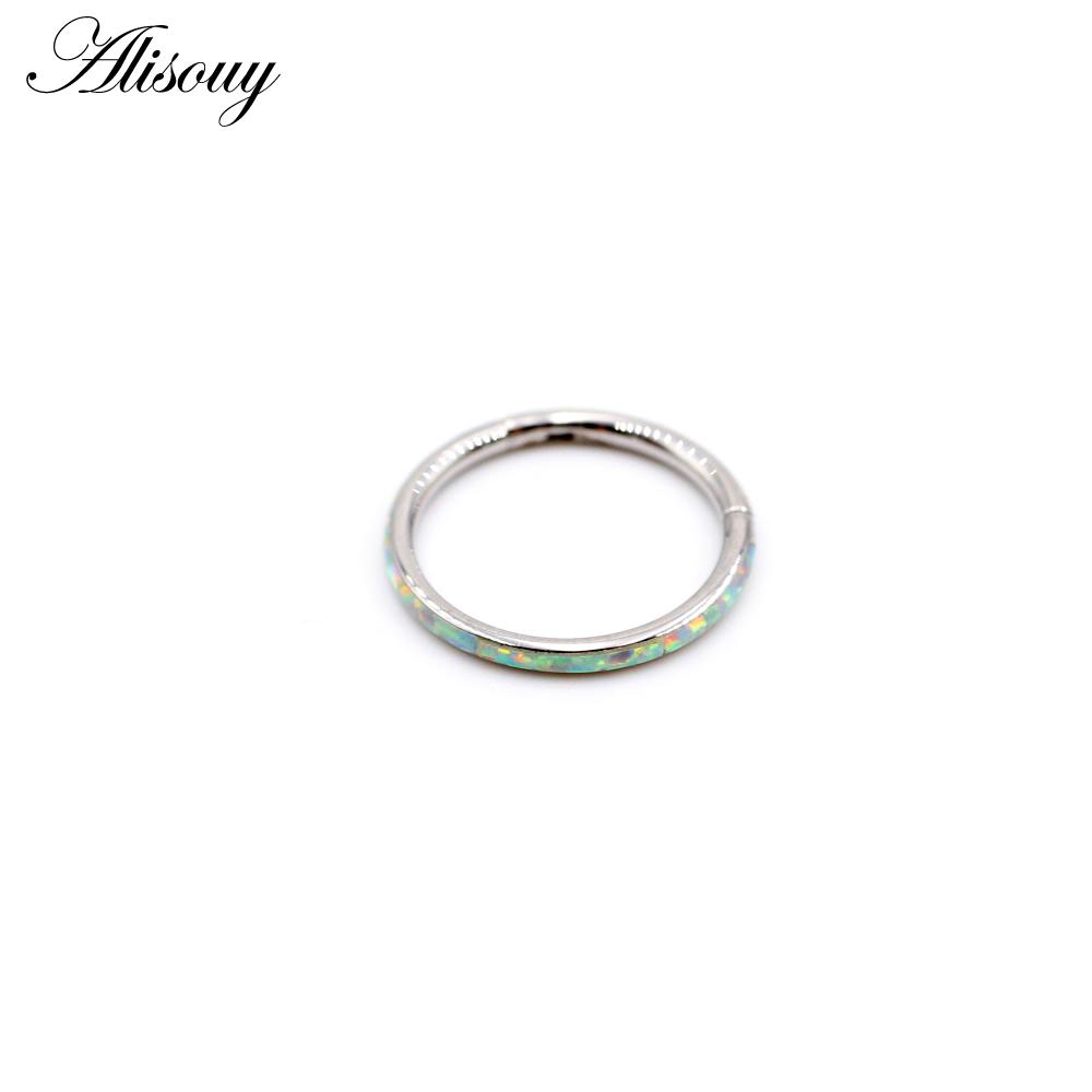 

Alisouy 1 шт., нержавеющая сталь 316L, опаловая серьга для хряща, перегородка, кольцо для носа, кольцо-кольцо, сегментное кольцо, пирсинг, ювелирные изделия 1.2x8mm серебряный/белый