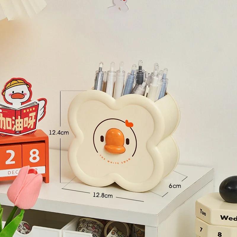 Cartoon Pen Holder Pencil Storage Box Student Desktop Office Stationert Household Multifunctional Makeup Brush Organizer Box