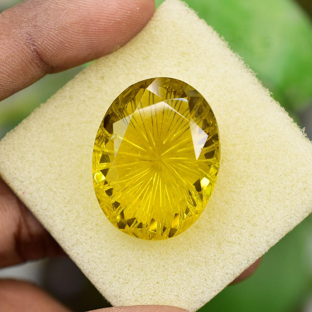 Lab Created Yellow Topaz 51.7 Ct Oval Shape Loose Gemstone For Gifting