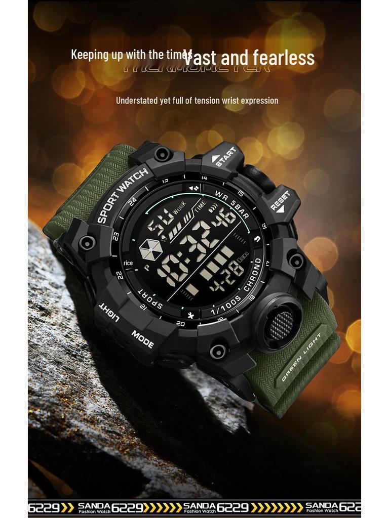 Sanda Multifunktionale Wasserdichte Sportuhr mit Alarm & Modischer Einzelanzeige für Studenten.