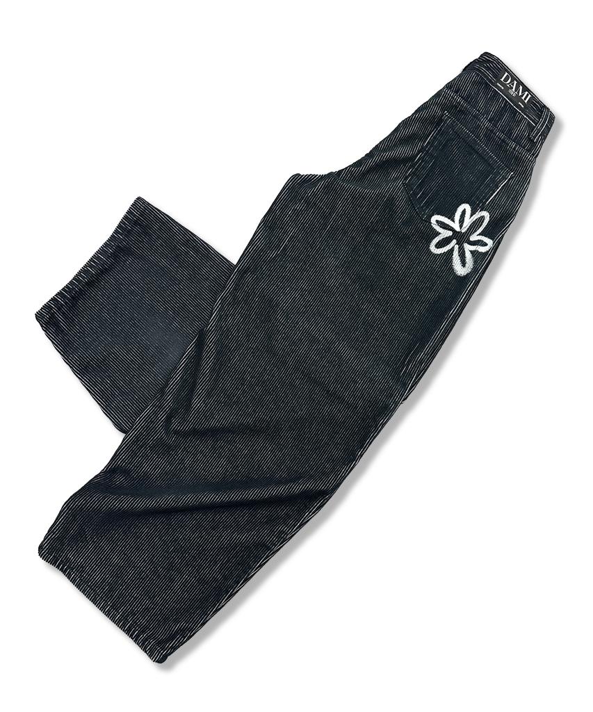 Damiswi Flower Spray Corduroy Balloon Pants_Navy