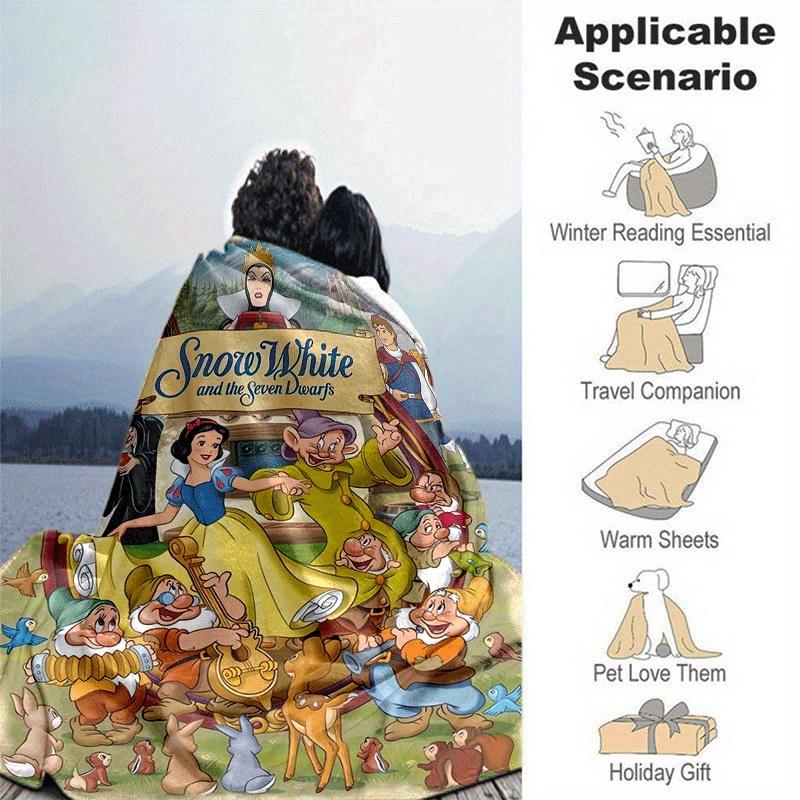 1 Stück Schneewittchen Druckdecke - Weiche Ganzjahres-Kuscheldecke für Wohnzimmer, Schlafzimmer, Personalisiertes Geschenk mit entzückendem Cartoon-Design