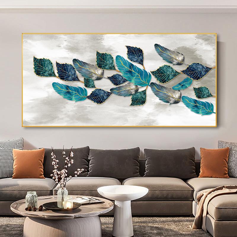 Abstract Golden Feathers Canvas Painting Wall Art Gold Leaves Posters and Prints for Living Room Office Wall Decor No Frame